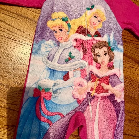 Vintage Disney Princess Kids Footie Pajama - Pink - Picture 2 of 4
